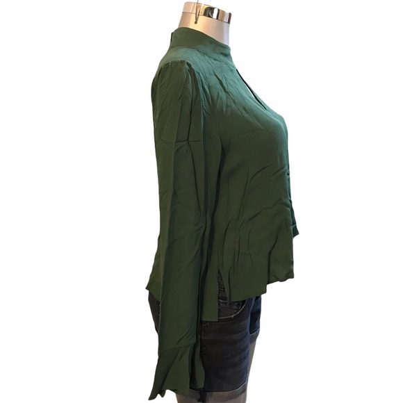 Bell Sleeve Fairy Blouse Top Mock Neck Lightweight Fairycore Keyhole Back Forest - Picture 4 of 10